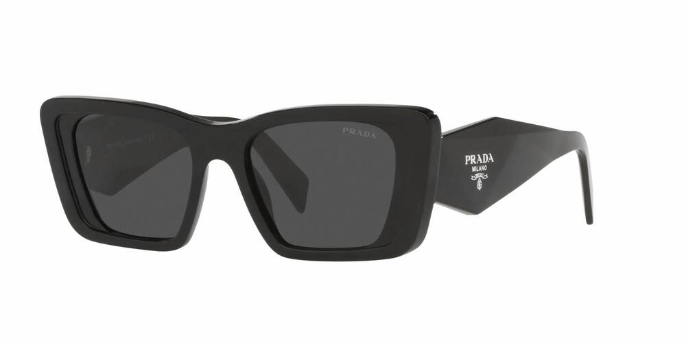 NEW PRADA women's symbole square sunglasses in black - grey
